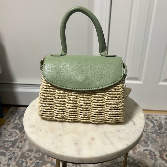 Primark Handbags - Primark Green and Tan Mini Woven Bag